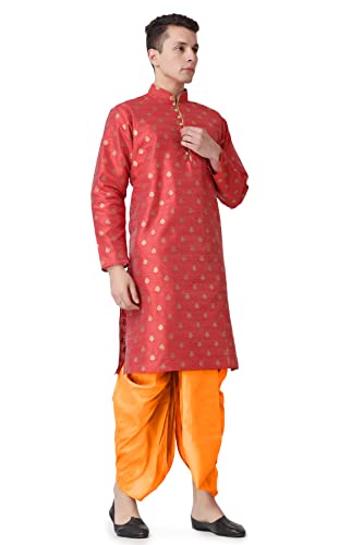 Image of Royal Kurta Men's Silk Blend Printed Kurta Dhoti Set