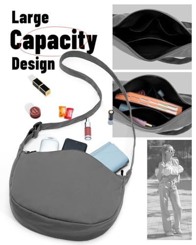 Image of Crossbody Crescent Bag for Women Men Trendy, Crescent Sling Bag with Adjustable Strap, 2 Zippers Lightweight