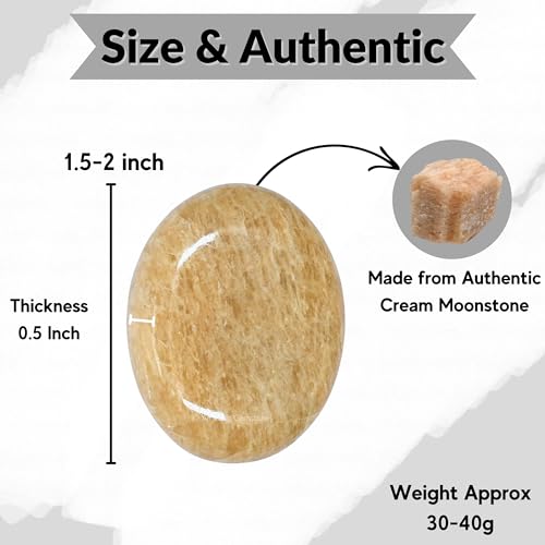 Image of Cream Moonstone Crystals and Healing Stones - Large Palm Stone Crystals Piedra - Crystal for Good Luck, Positive Energy, Meditation - Unique Stocking Stuffers and Birthday Gifts for Women, Men