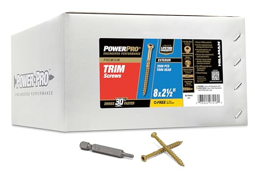 Image of Power Pro Exterior Trim Screws, #8 x 2-1 /2in, 2500 Pieces, Bronze | Epoxy finished carbon steel, Star /torx drive with T25 star bit, For exterior trim, decking, and treated lumber