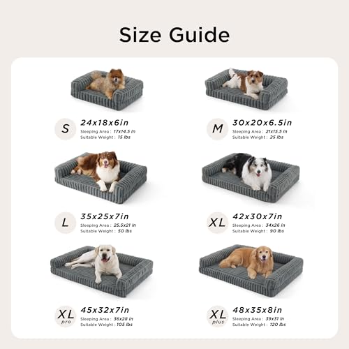 Bedsure ComfyFleece™ Orthopedic Dog Beds Large Sized Dog, Waterproof Memory Foam Pet Couch Sofa with Sides, Non-Slip Bottom and Egg-Crate Foam Large Pet Bed with Washable Corduroy Cover, Grey - Image 7