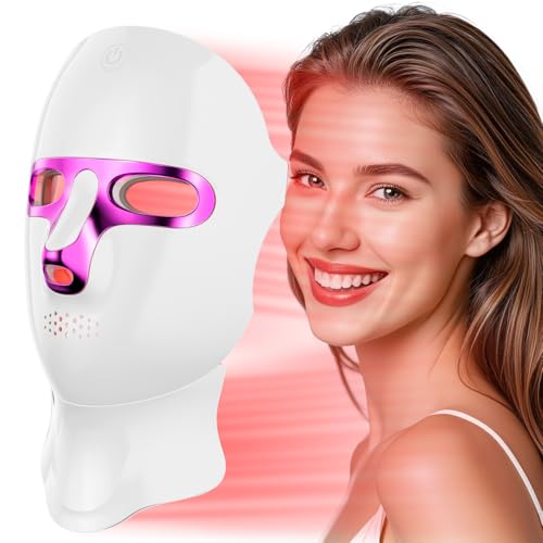 tinkoola Red Light Therapy Mask for Face & Neck, LED Face Light Therapy,USB C Rechargeable,Infrared...