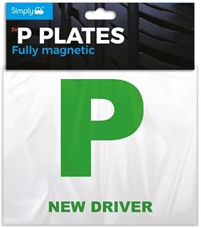 Simply TL1100 Pack of 2, Fully Magnetic Car P-Plates Twin Pack for New Drivers, Easy to Attach and Remove, Strong Magnet Backs for Vehicles