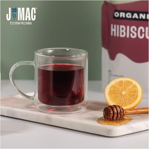 J MAC BOTANICALS Certified Organic Hibiscus Flower (2 Pounds), Hibiscus Tea, Cut & Sifted Flowers, Flor de Jamaica