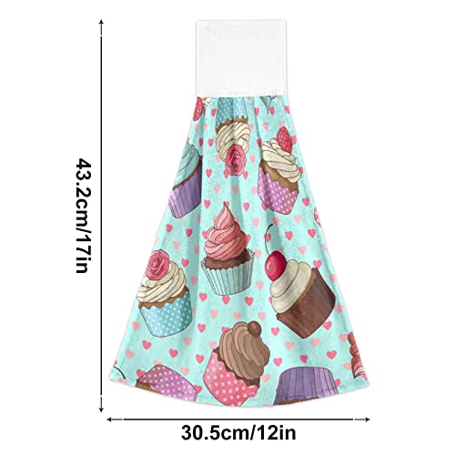 Bolaz Cupcake Hanging Kitchen Towel Dessert Hand Towel 2 Pcs Absorbent Hanging Tie Towels For Bathroom Laundry Room Kitchen 12 X 17 Inches #TOP2