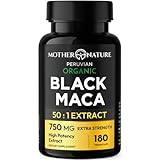 Black Maca Root 50:1 750mg – 180 Capsules Organic Peruvian Maca Peruana Supplement for Men | High Potency Energy, Mood & Performance Support | Vegan, Non-GMO