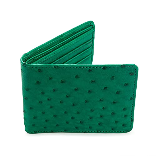 Ostrich Wallet Genuine Ostrich Skin Leather Green Mens