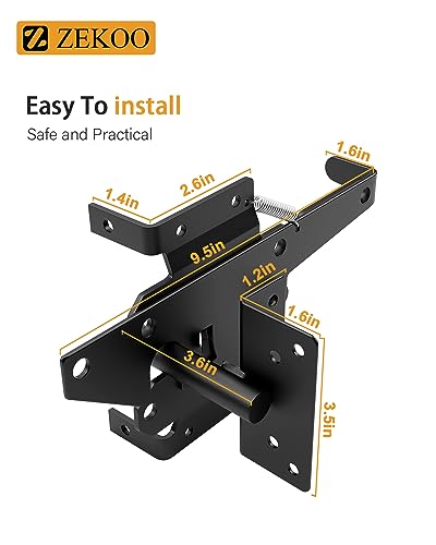 Self-Locking Gate Latch Heavy Duty: 304 Stainless Steel Automatic Gravity Lever - Post Mount Gate Lock for Wood/PVC/Vinyl Fence - Door Latch Hardware for Secure Pool/Outdoor Yard/Garden Gates