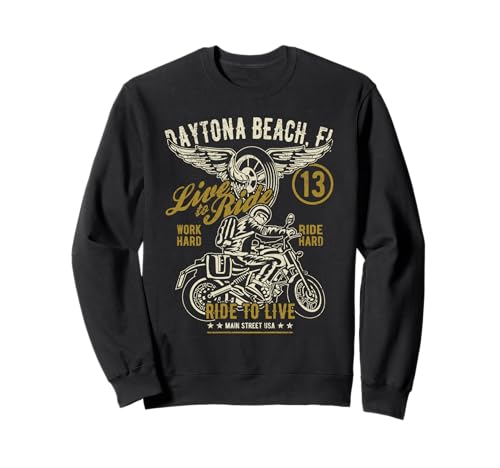Daytona Beach FL USA - Diseño de motocicleta de estilo envejecido Sudadera