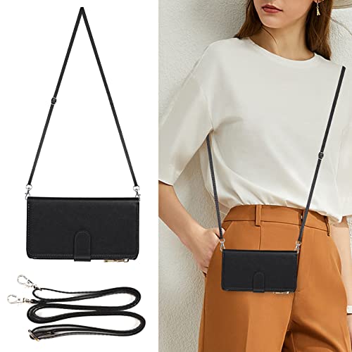 Jaorty for iPhone XR Wallet Case, iPhone XR Phone Case for Women with Card Holder, iPhone XR Cases for Men, Crossbody PU Leather Case for Girls with Strap and Credit Card Holders,6.1