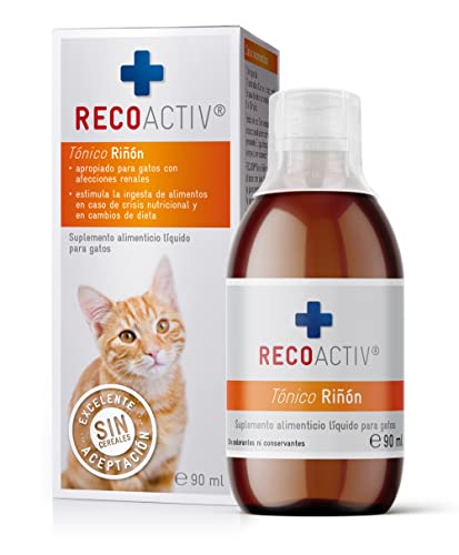 RECOACTIV Tónico Renal para Gatos, 1 x 90 ml, alimento complementario para la convalecencia en Caso de Signos tempranos de disfunción renal en el Gato, así como para la profilaxis Cover