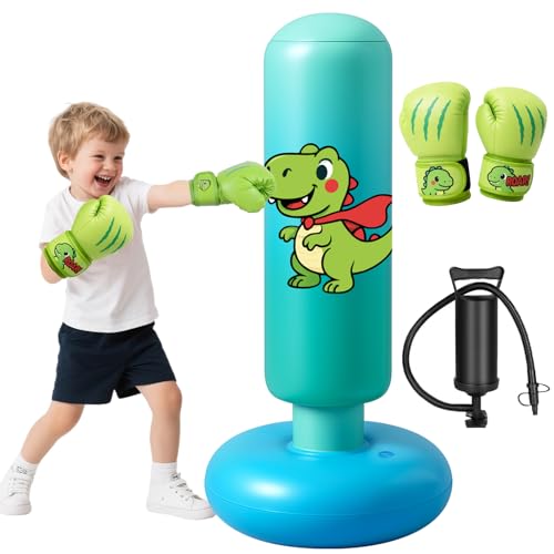 Qoosea 48" Kids Inflatable Punching Bag with Gloves & Pump