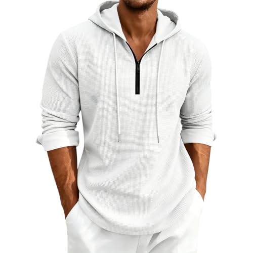 Sudadera anti UV hombre con capucha de punto texturizada blanca XXXL