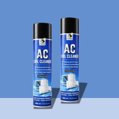 Image of AC Coil Cleaner Foam Spray - Non- Acidic | Heavy Duty | Instant Dirt & Dust Remover | Boosts Cooling Efficiency & Lowers Energy Bills | Professional Grade | 1200ml (600ml x 2Pack)