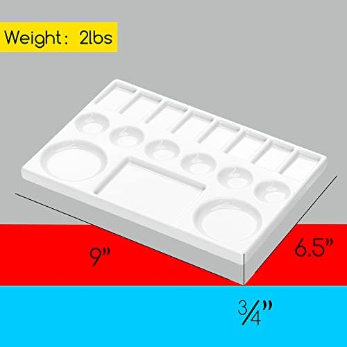 MEEDEN Ceramic Artist Paint Palette Tray,Porcelain Mixing Tray Paint Palette,9 by 6-1/2-Inch Rectangle Shape for Watercolor Oil Acrylic Tempera Gouache Art Painting