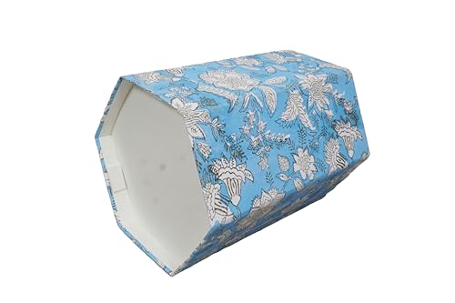 Image of Generic 3.3 Gallon Cotton Hand Block Printed Paper Waste Basket |Small Decorative Trash Can for Housewarming Gifts in Living Room, Bedroom, Bathroom | Eco-Friendly, Plastic-Free (1, SKY WHITE FLOWAR)