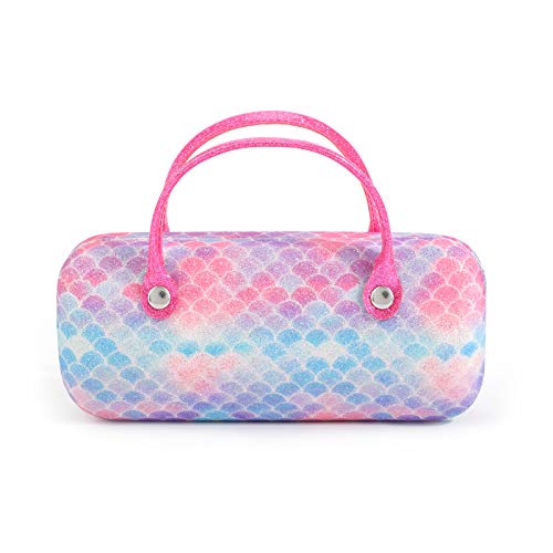 Hifot Brillantina Sirena Fundas Gafas Rígida, Fundas de Gafas de Sol con Asa para Niño