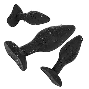 Belmalia Erotisch Volwassen Speelgoed – 3X Anaalplug met Stabiele Voet, Siliconen Dildo Drievoudige Set Ø 30 Ø 40 Ø 45 mm, Butt-Plug Zwart