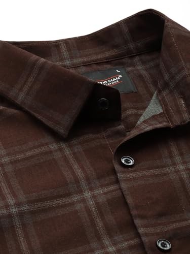Image of Majestic Man Comfort Slim Fit Cotton Blend Checked Casual Shirt