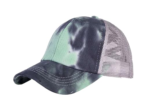 Girl's Criss Cross Trucker Hat Messy Bun High Ponytail Baseball Cap for Kids Ponycap