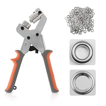 Dyna-Living Tenuta a mano per punzonatrice a foro, con 500 occhielli in argento da 6 mm, passacavo manuale in metallo portatile per cinture, artigianato, gomma, poster