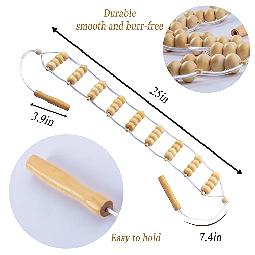 Wood Back Massage Roller Rope Tool, Wood Therapy Cellulite Massage Tools, Maderoterapia Colombiana, Lymphatic Drainage, Portable Wooden Self Massager For Neck Leg Back Muscle Pain Relief(47.2Inch) #TOP5
