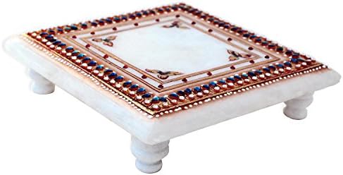 Handicrafts Paradise Blue Embellished Kundans On Marble Chowki
