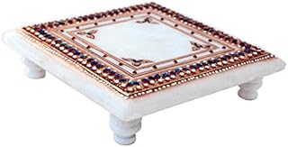 Handicrafts Paradise Blue Embellished Kundans On Marble Chowki
