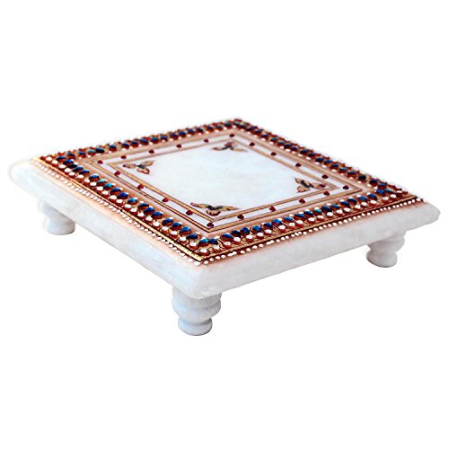 Handicrafts Paradise Blue Embellished Kundans On Marble Chowki #TOP15