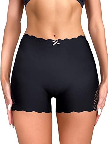 SweatyRocks Women’s Underwear Floral Lace Scallop Trim Mid Rise Boyshorts Panties