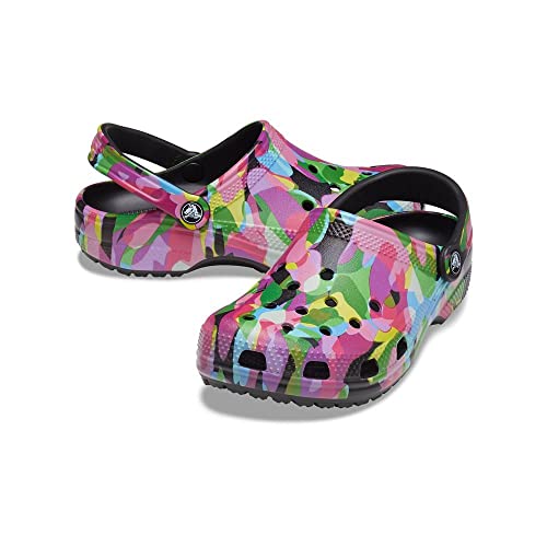Image of Crocs Unisex-Adult Classic Graphic Clogs, Black /Bubble Block, 13 Men /15 Women