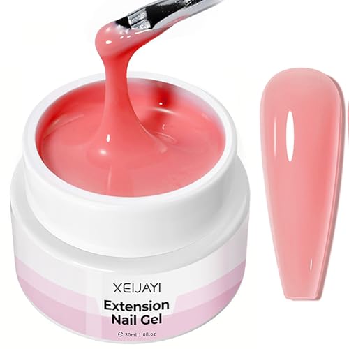 NLFOX Hard Gel Builder for Extension - Pink Nail Builder Gel - False Nail Poly Gel - UV Nail Gel Polish Builder Gel for Nails Repair 3D Sculpting Strengthening Nail Art Decoration