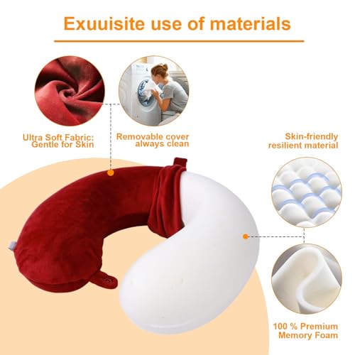 Far win Travel Pillow,100% Pure Memory Foam U Shaped Neck Pillow,Super Lightweight Portable Headrest Great for Airplane Chair, Car,Home,Office,Sleeping Rest Cushion - Image 5