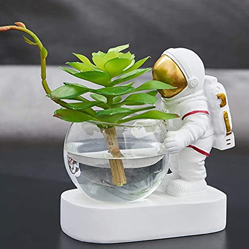 Astronaut Planter, Spaceman Glass Vase，Astronaut Resin Hydroponics Flower Vases，Led Light Nordic Modern Succulent Flower Pot Creative Decor White For Home Office Table #TOP3