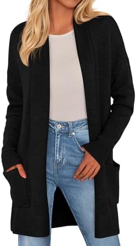 PRETTYGARDEN Long Cardigan Sweaters for Women Winter Clothing 2025 Fall Knitted Open Front Cozy Sweater with Pockets
