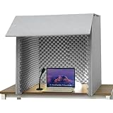 Figoday 1人用簡易防音室|デスクトップ吸音仕切り板棚防音ボックス録音会議用 (グレー)