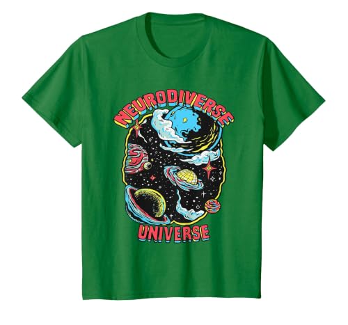 Neurodiverse Universe Neurodiversity Embrace ADHD Autism ASD T-Shirt, Youth, Kelly Green, 2T