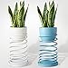 AISHIY Modern Plant Stand with Pot and Tray Included, Indoor Floating Plant Stand Design, White Ceramic Planter for Indoor Plants (Matte White)