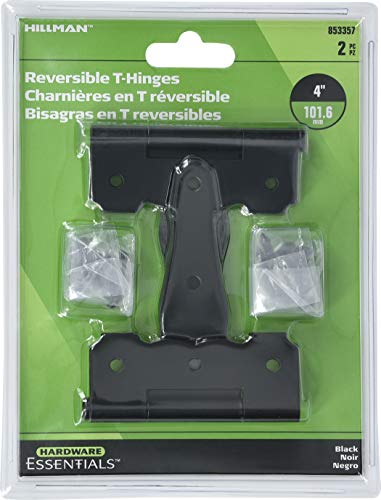 The Hillman Group 853357 Reversible Ornamental T-Hinges, Black #TOP2