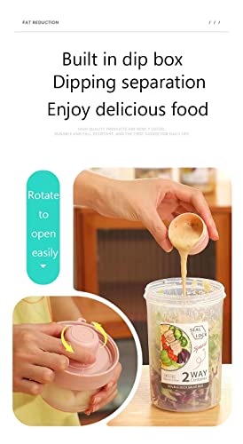 Amadel Keep Fit Salad Meal Shaker Cup,Salad Container For Lunch, Portable Fruit And Vegetable Salad Cups Container With Fork & Salad Dressing Holder Blue Size (L+) #TOP4