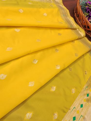 Image of DEVANGI Women's Woven Paithani Banarasi Silk Dupatta /Chunni For Women, Floral Print 1 Meter Wide and 2.3 Meter Length Printed Designer Dupatta /Chunni For Girls