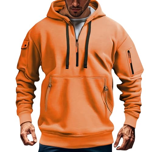 Sweat à capuche homme zip 1/4 idéal pour vos balades d'automne en ville