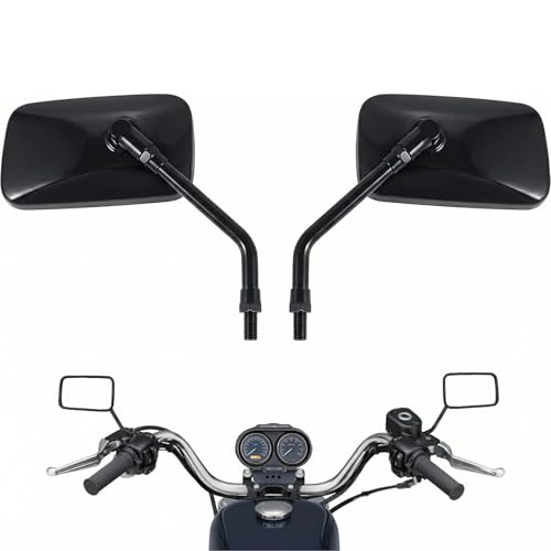 Image of 10 mm Bolt Black Motorcycle Mirrors Universal Handlebar Rear View Side Mirrors Compatible with Harley Kawasaki Suzuki Aprilia Street Mini Bike Cruiser Scooter Cafe Racer Bobber (Black)