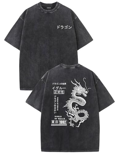 UOUA Mens Graphic Tees Vintage Oversized T-Shirts Casual Acid Wash Cotton Streetwear (S-2XL)