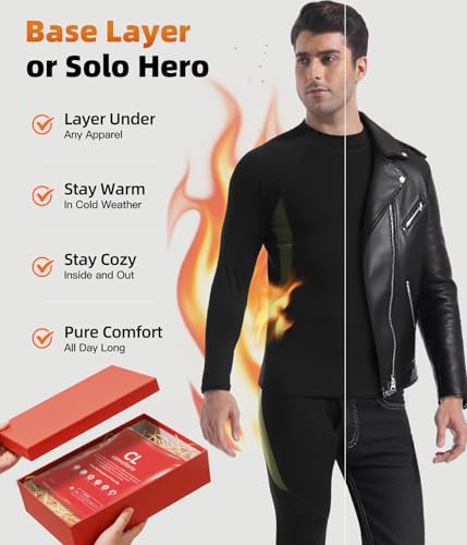 CL convallaria Mens Thermal Underwear Set with Fly Long Johns Base Layer Winter Hunting Gear Sport Top and Bottom4