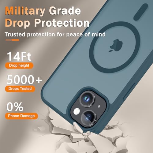 Image of for iPhone 15 Plus Case, iPhone 14 Plus Case, Matte Magnetic Phone Cover with 1 Screen Protector [Support for MagSafe] [Shockproof Military Grade Protection] Translucent Frosted Back, Lavender Gray