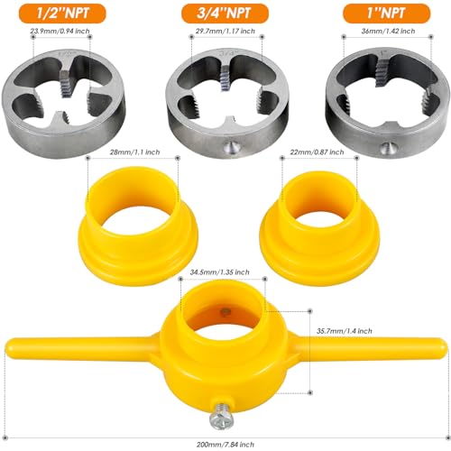 ZLHETWT 6Pcs Pvc Thread Maker Tool Kit de Rosqueador de Tubos Reutilizável com Matrizes de 1/2