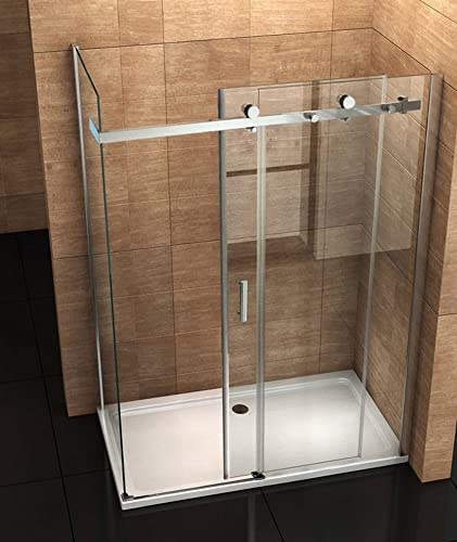 Aloni Duschkabine 80x120x195 mit Schiebetüren - Duschabtrennung mit Eckeinstieg - chrom - ESG Sicherheitsglas 8 mm - Nano-Beschichtung & Easy-Clean - Modernes Klarglas-Design