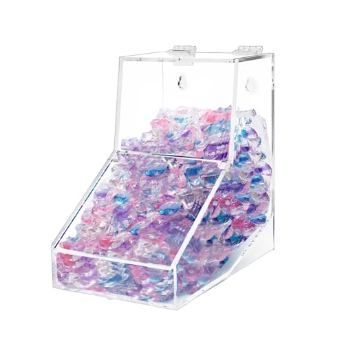 Laundry Pods Container, Acrylic Dishwasher Pod Container with 2 Lids, Candy Dispenser, Coffee Pod Holder, Dishwasher Pods Container for Laundry Room, Kitchen, Home, Office Stand-used or Wall Mounted -  Lollutdotu, DI02