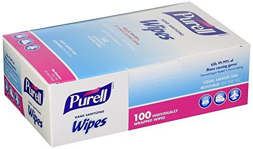Purell 9022-10 Sanitizing Hand Wipes, Individually Wrapped (Pack of 100) (2 Boxes), Pack of 2, White, 2 Count